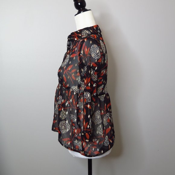 Sheer Black Patterned Tunic Top - Picture 4 of 8